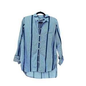 Madewell Button Down Striped Cotton Tunic Shirt